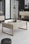 Hanah Home Juego Muebles Sala Travertino y Oro Melamina y Metal